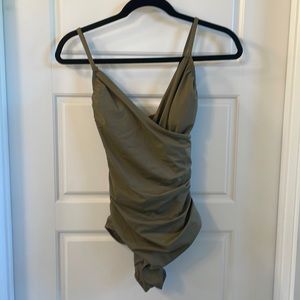 Olive Green V neck Shaping swimsuit